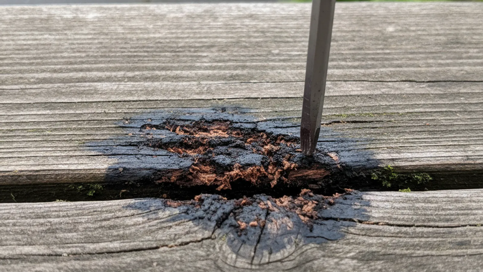 A restored wood deck in good condition