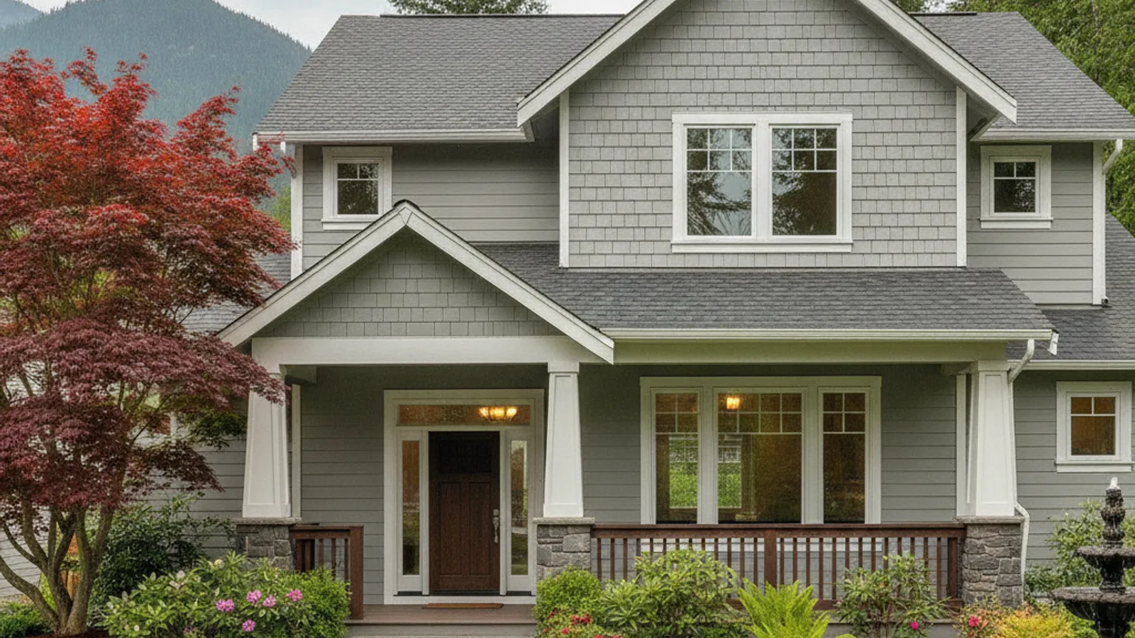 A well-maintained Pacific Northwest home exterior