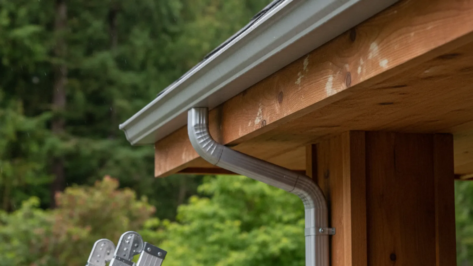 Clean gutters along a home roofline