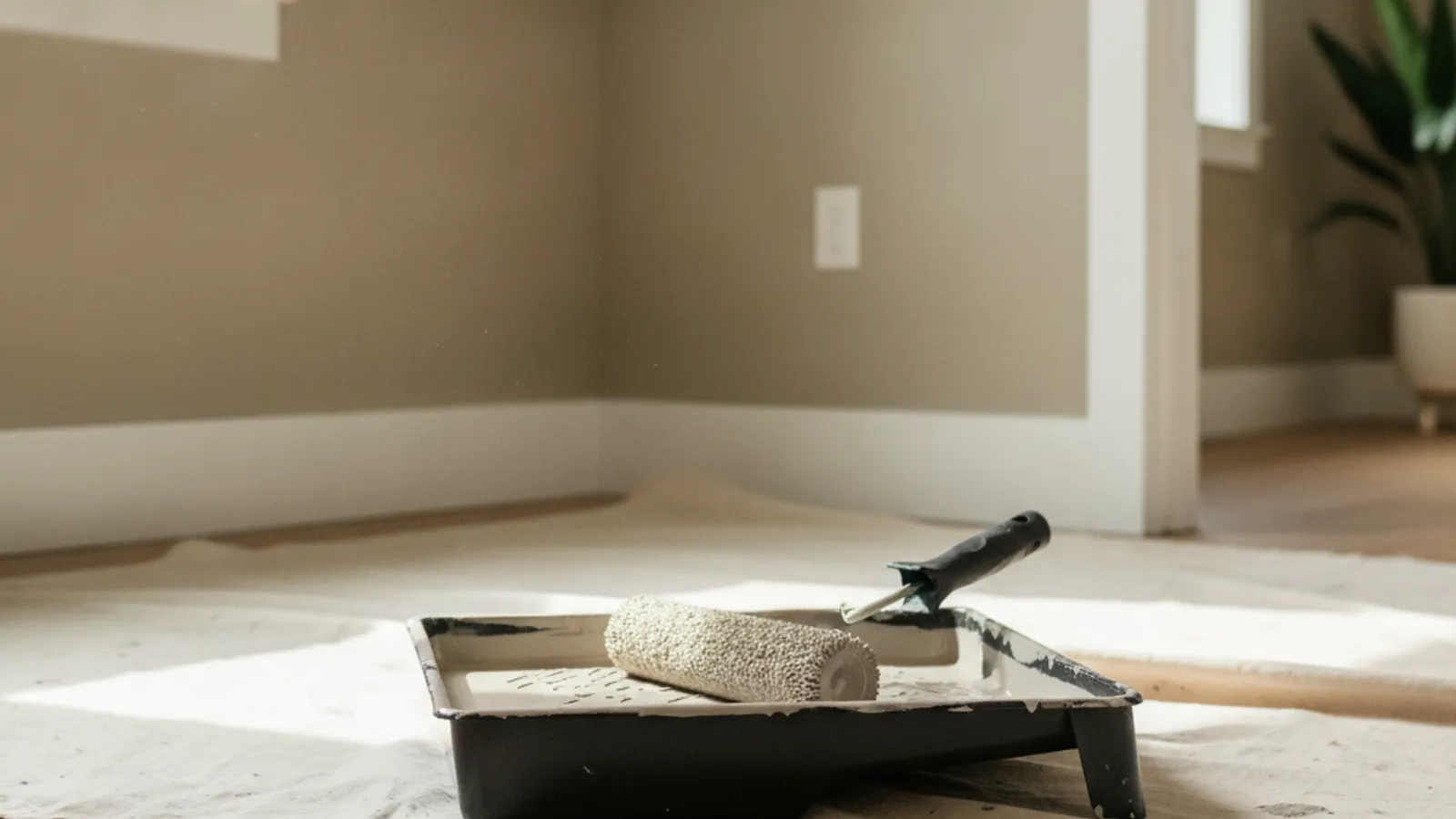 A freshly painted interior room