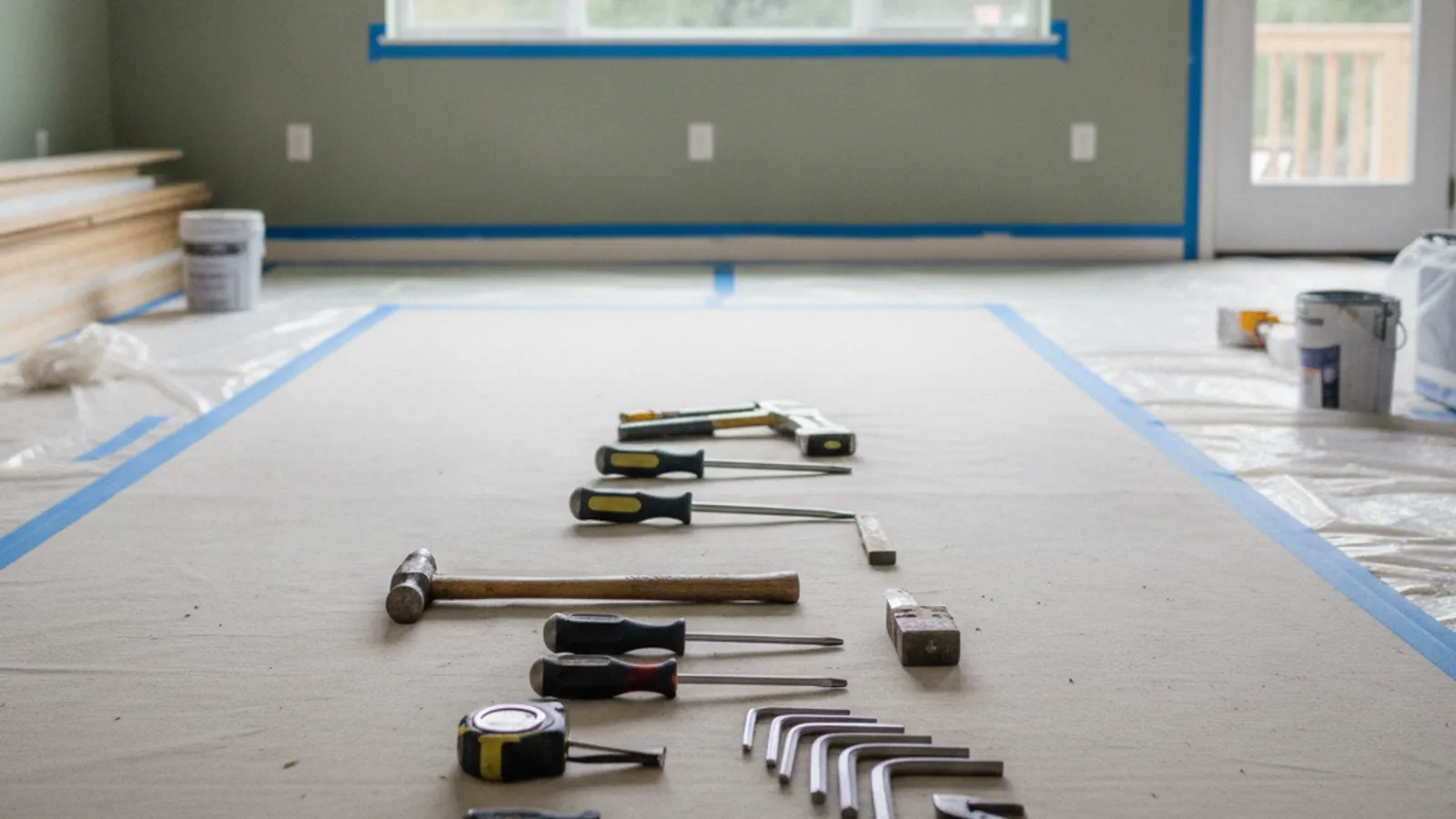 A freshly painted interior room